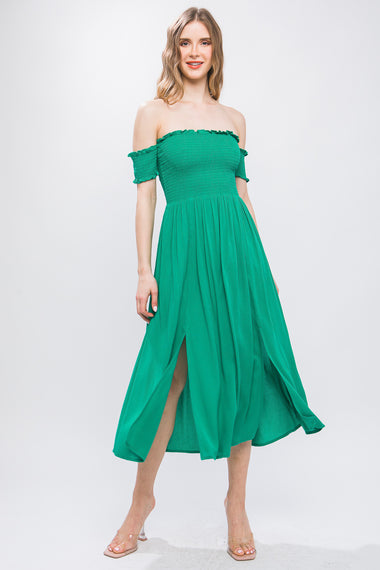 Green Off Shoulder Dress